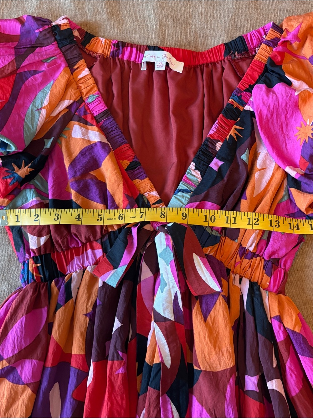 Meet Me In Santorini Bubble Dress XS Colorful Abstract Resort Mini - Picture 5 of 6